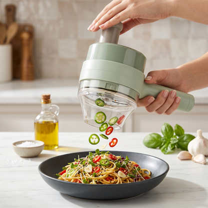 Cordless Electric Food Chopper & Direct Slicer Set (4-in-1)