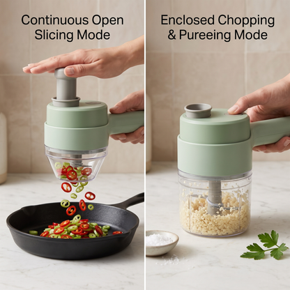 Cordless Electric Food Chopper & Direct Slicer Set (4-in-1)