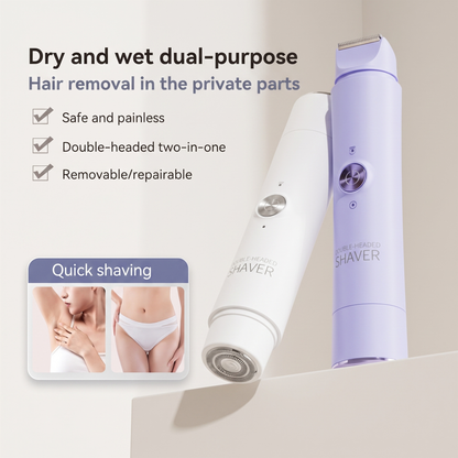Rechargeable 2-in-1 Sensitive Area Shaver & Intimate Trimmer (Purple)