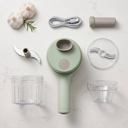 Cordless Electric Food Chopper & Direct Slicer Set (4-in-1)